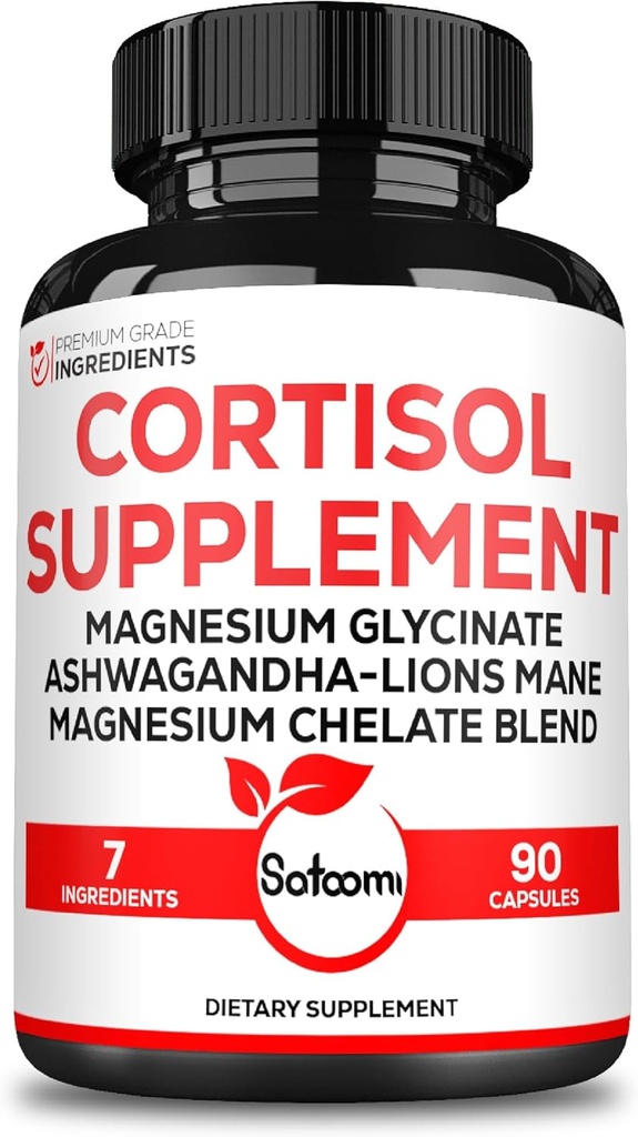 Satomi 7in1 Cortisol Supplement - Magnesium Glycinat med Ashwagandha, Magnesium Glycinat og Citrat - Mood & Rest Well & Resilience - 90 kapsler til 45 dage