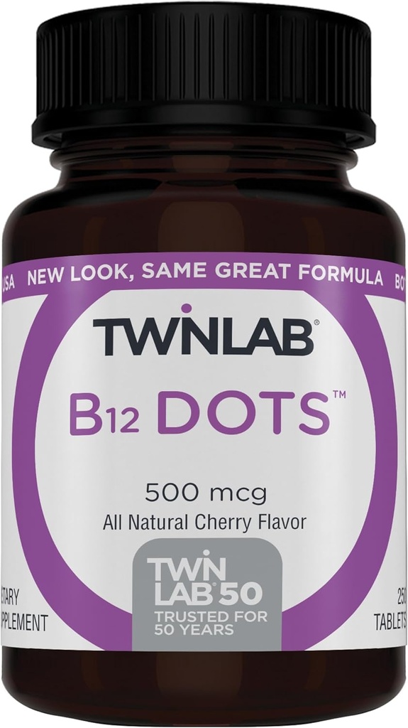 Twinlab B- 12 Dots - Energitilskud med vitamin B12- 500 mcg, 250 tabletter