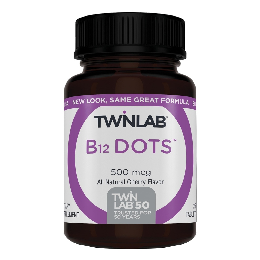 Twinlab B- 12 Dots - Energitilskud med vitamin B12- 500 mcg, 250 tabletter