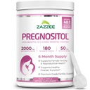 Zazzee PREGNOSILE Powder, 6 Måned Supply, Myo- Inositol og D- Chiro- Inositol 40: 1 Fertilitet Blend, Gratis Scoop for eksakt dosering, Premium Balanceret Formel, 183 Servering, Vegan, All- Natural og Non- GMO