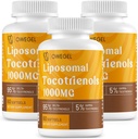Liposomal Tocotrienols 1000mg - High Bioavailability Vitamin E Tocotrienols Supplements, 95% Delta & 5% Gamma Tocotrienol Capsules Support Skin, Ben, Antioxidant, 180 Softgel