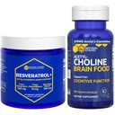 NATURLIGE STAKKER Acetylcholine Brain Food + Resveratrol Supplement Bundle - Understøtter kognitiv funktion & Brain Aging * - 120 Total Kapsler