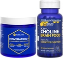 NATURLIGE STAKKER Acetylcholine Brain Food + Resveratrol Supplement Bundle - Understøtter kognitiv funktion & Brain Aging * - 120 Total Kapsler