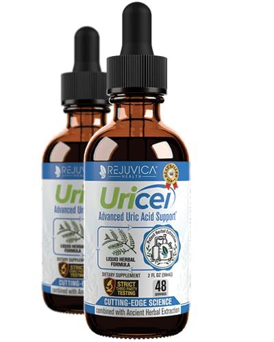 Uricel - Advanced Uric Acid Support & Cleanse Supplement - Flydende levering til bedre absorption - Tart Cherry, Chanca Piedra, Selleri frø, gurkemeje & mere!