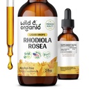 Wild & Organic Rhodiola Rosea Tinktur - Mood Support - Afslappende Rhodiola tillæg - Root Extract Liquid Drops - Vegan, Sukker & Alkohol- Free - 2 fl oz