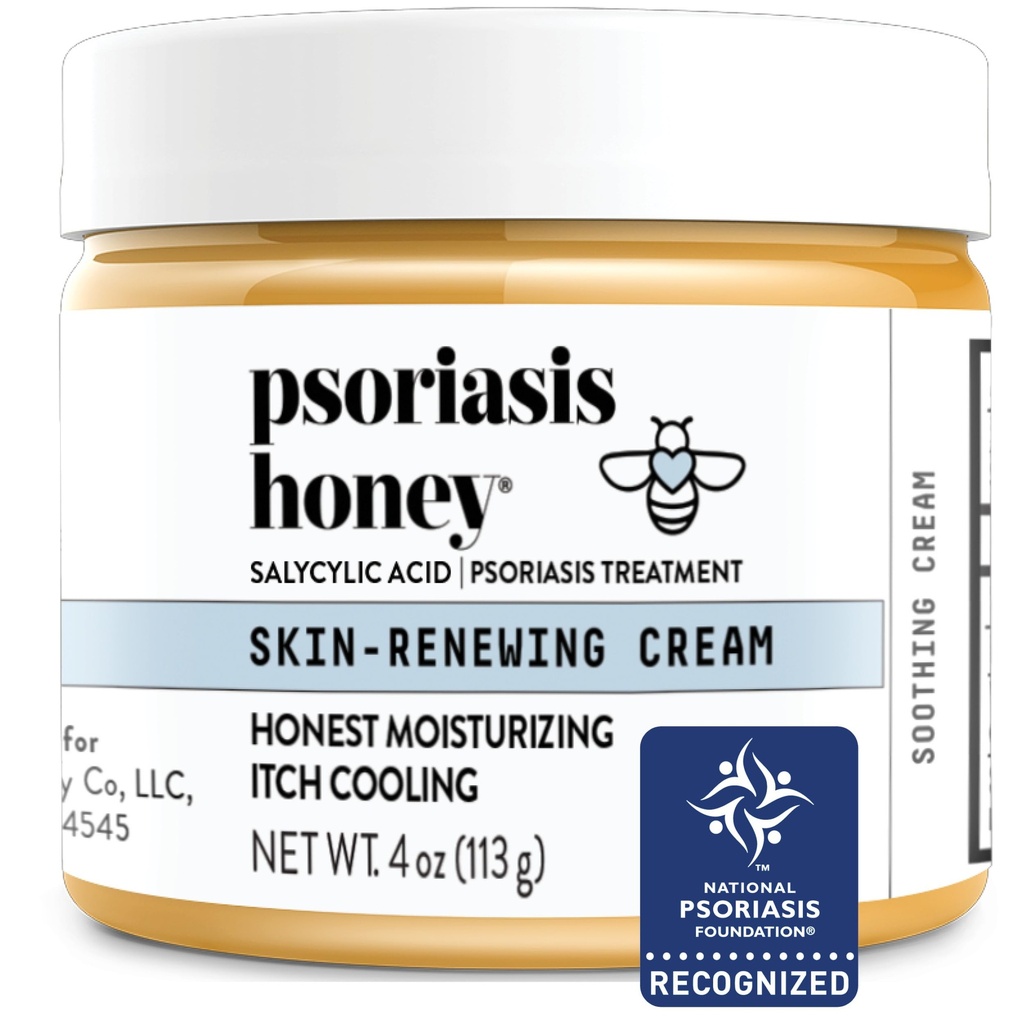 PSORIASIS HONEY Skin- Renewing Cream - Eksem & Seborrheic Dermatitis Cream - Psoriasis Behandling for hud, rødme & Itch Relief (4oz)