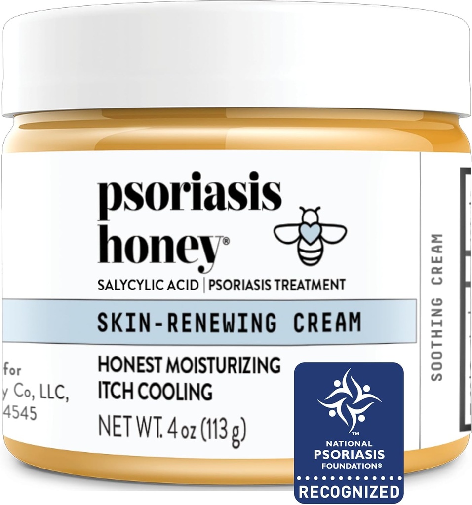 PSORIASIS HONEY Skin- Renewing Cream - Eksem & Seborrheic Dermatitis Cream - Psoriasis Behandling for hud, rødme & Itch Relief (4oz)