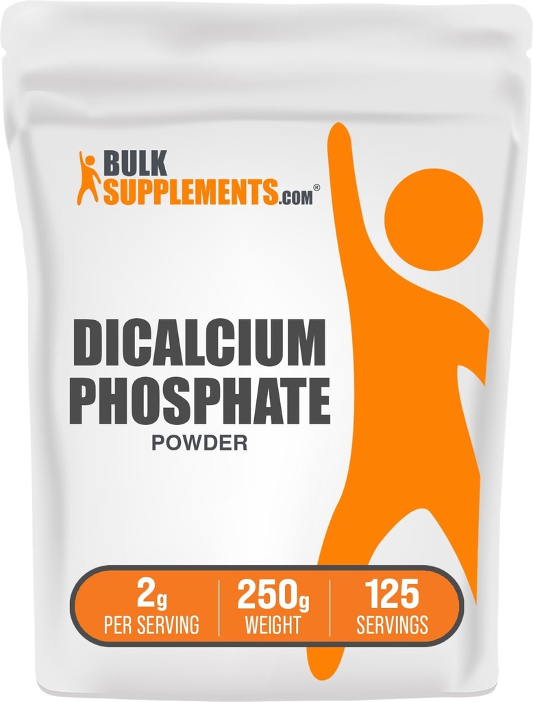 BulkSupplements.com Dicalcium Phosphat Powder - Calcium Supplement, DCP Supplement - Unflavored & Gluten Free, 2g per Serving, 250g (8,8 oz) (pakning med 1)