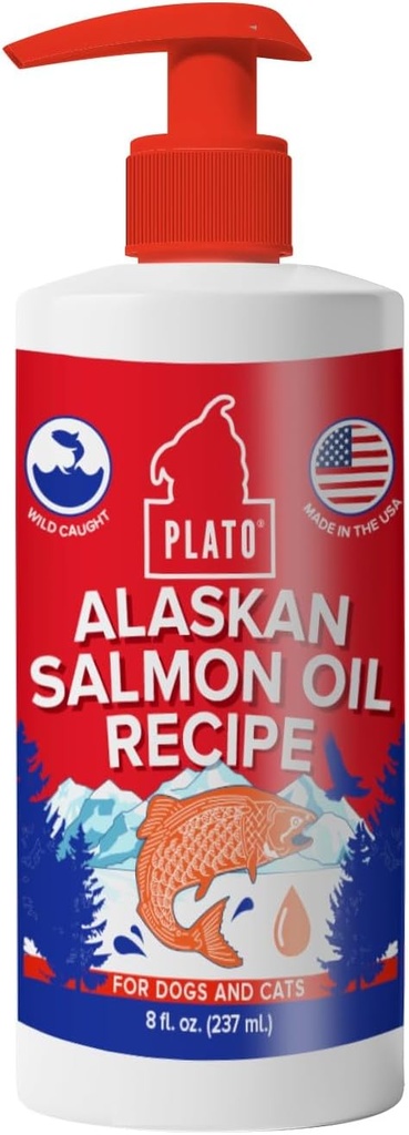 PLATO Wild Alaska Salmon Oil Kibble Topper - Boost Hundemad med Omega 3 & 6 fedtsyrer - For sund hud & Coat - 8 ounces
