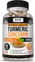 Kaya Naturals Gurkemeje Platinum, 60 Greve Kapsler, Bioperine, Premium Support med 95% Standardiserede Curcuminoider - 60 Kapsler