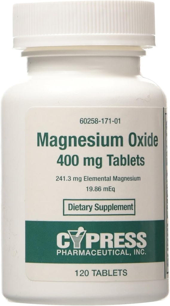 Cypress Magnesiumoxid 400 mg tabletter 120 tabletter, pakning med 3 tabletter