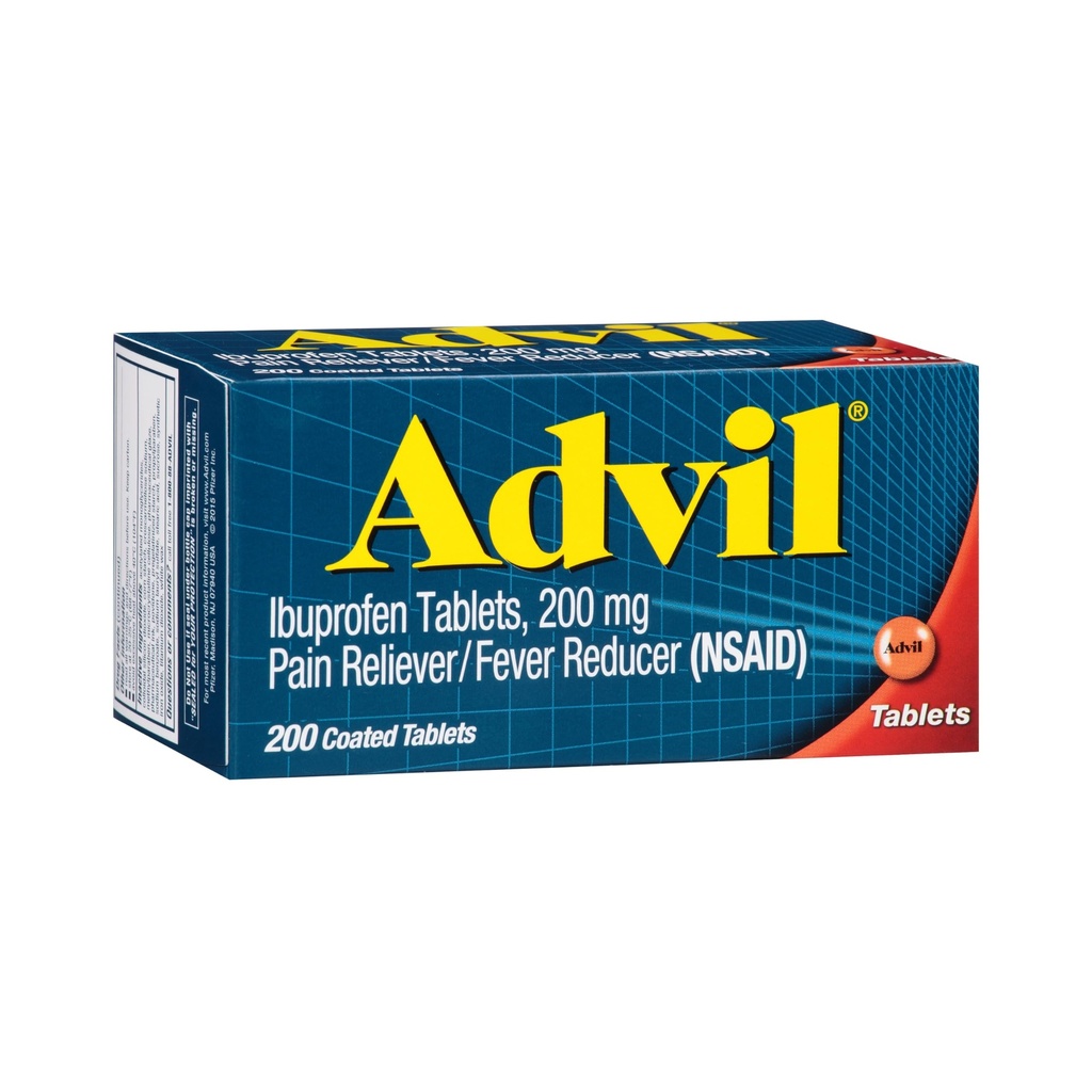 Advil Pain Reliever og Fever Reducer, Pain Relief Medicin med Ibuprofen 200 mg for hovedpine, rygsmerter, menstruation og fælles smertelindring - 200 overtrukne tabletter