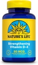 Nature 's Life Strengting Vitamin D3 2000 IE (50 mcg) - D-vitamin - ben sundhed og immunforsvar supplement - Easy- to- Swallow Softgels - 60- dag garanti, Lab Verified - 240 Servere, 240kt
