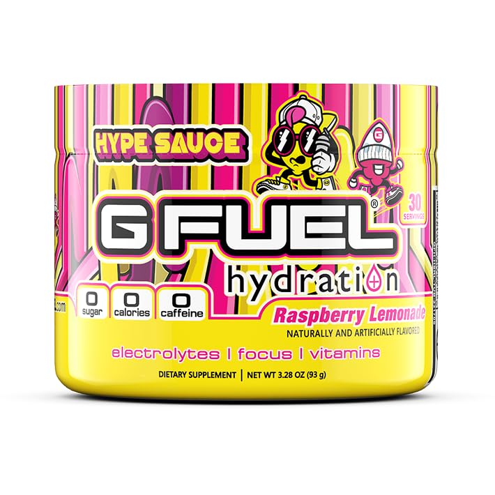 G Brændstof Hype Sauce Supreme Hydration, Electrolyte Powder Mix for Energy & Focus, Sukker og Koffein Free Supplement med essentielle vitaminer og mineraler, Raspberry Lemonade Flavor, 3.3 oz - 30 Servere