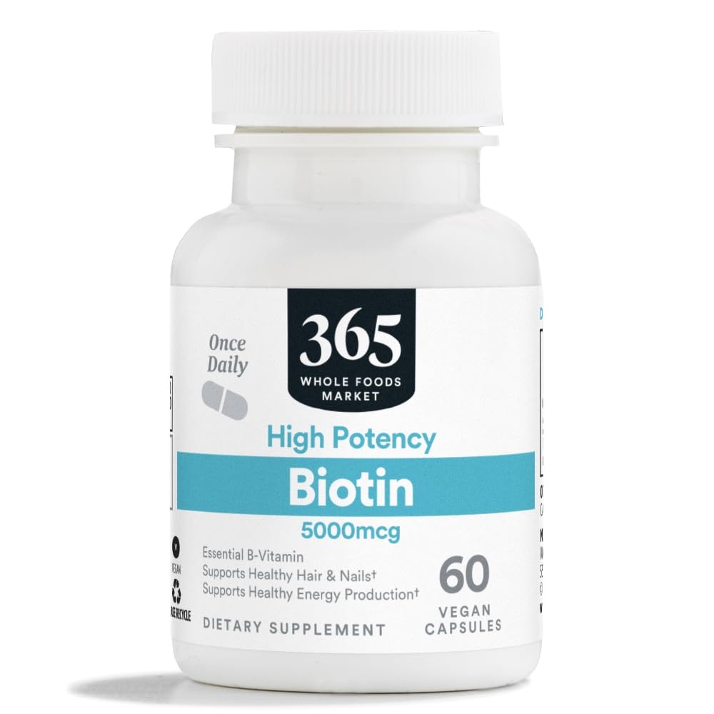 365 af Whole Foods Market, High- Potency Biotin 5000mcg, Vegan, 60 Greve