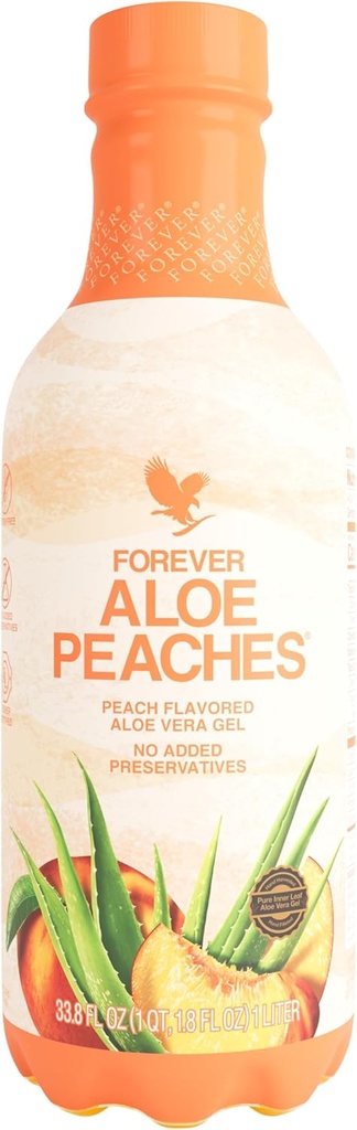 Forever Living - Aloe Ferskner, Pure Aloe med Real Peach Flavor, Understøtter fordøjelse og immunsystem, Vegan og Gluten- Free, 33,8 fl oz, 1 Pack