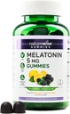 NatureWise Melatonin Gummies 5mg - Non- Habit Danning Sleep Support Supplement med Ashwagandha, Valerian Root - BlackBerry- Lemon Flavor - Vegan, Gluten Free, Non- GMO - 60 Greve [30- Day Supply]