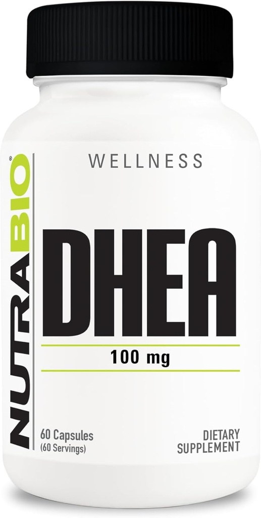 NutraBio DHEA Supplerende - for mænd og kvinder - DHEA (100 mg) 60 Kapsler