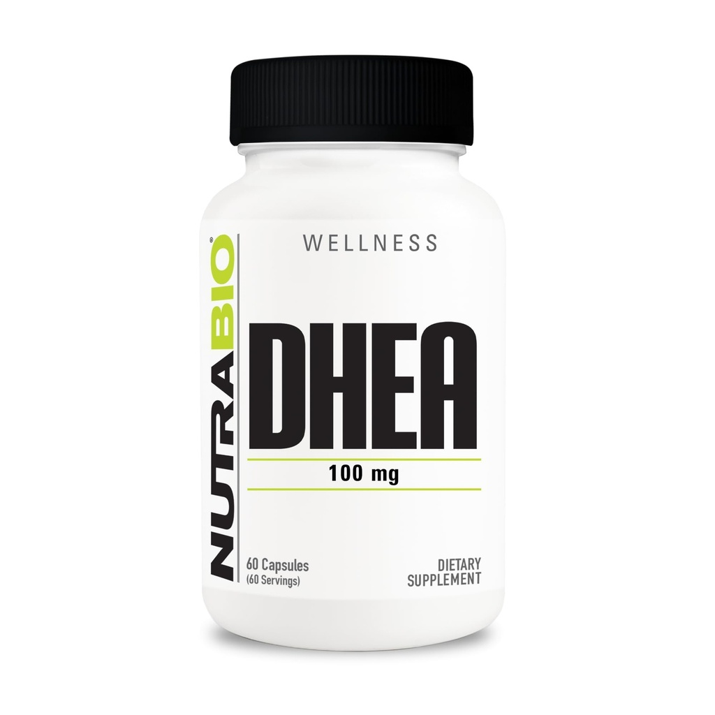 NutraBio DHEA Supplerende - for mænd og kvinder - DHEA (100 mg) 60 Kapsler