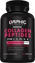 ORPHIC NUTRITION Collagen Peptider kapsler til kvinder, 1800mg Multi kollagen piller type I, II, III, V, X - Understøtter fordøjelsessygdomme Vedligeholdelse stærke joints, tendons, Ligaments og muskler * 90 Caps