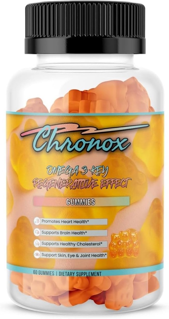 Chronox Orange Flavor Omega 3 Fish Oil Gummies for Adults - Delicious Chewable Omega 3 Supplement with Fish Oil - Pills Alternative and Non-GMO Gummies for Daily Health - (60 Count)