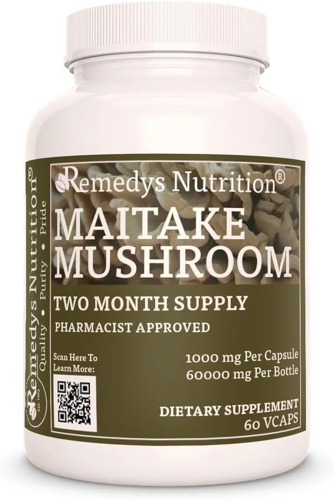 Remedy 's Nutrition Maitake Mushroom Note 124; 1000 mg 60 Vegan Kapsler Kosttilskud