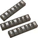 Ugentlig Pill Organizer - (Pack of 3) Ekstra Stor Vitamin Container med Jumbo Let at læse Breve, BPA Gratis - Daglig rejse 7 dages medicinering Pill Box Case, (Sort)