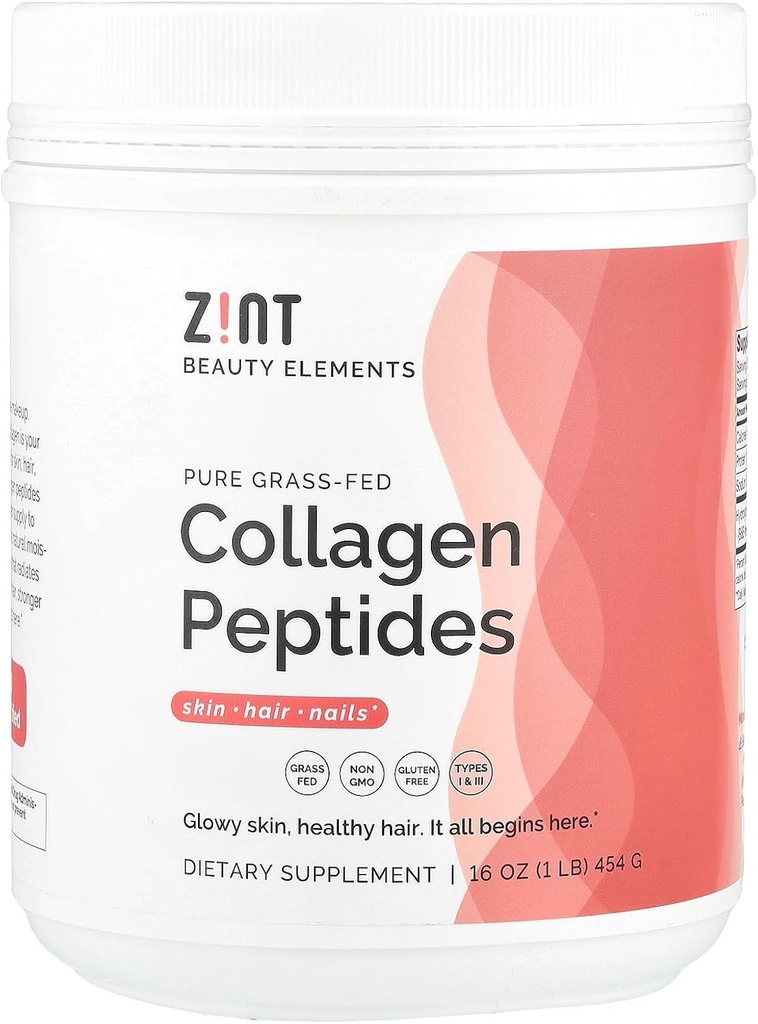 Zint collagen peptider pulver (16 Ounce): Anti Aging Hydrolyzed collagen protein pulver skønhed supplement - hud, hår, negle