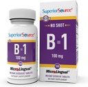 Superior Source B-1 100 mg - Vitamin B supplement understøtter sund energi & vækst - Nervøs & fordøjelsessystem Support Formel med Thiamin - 100 Sublingual Opløsning Tablets