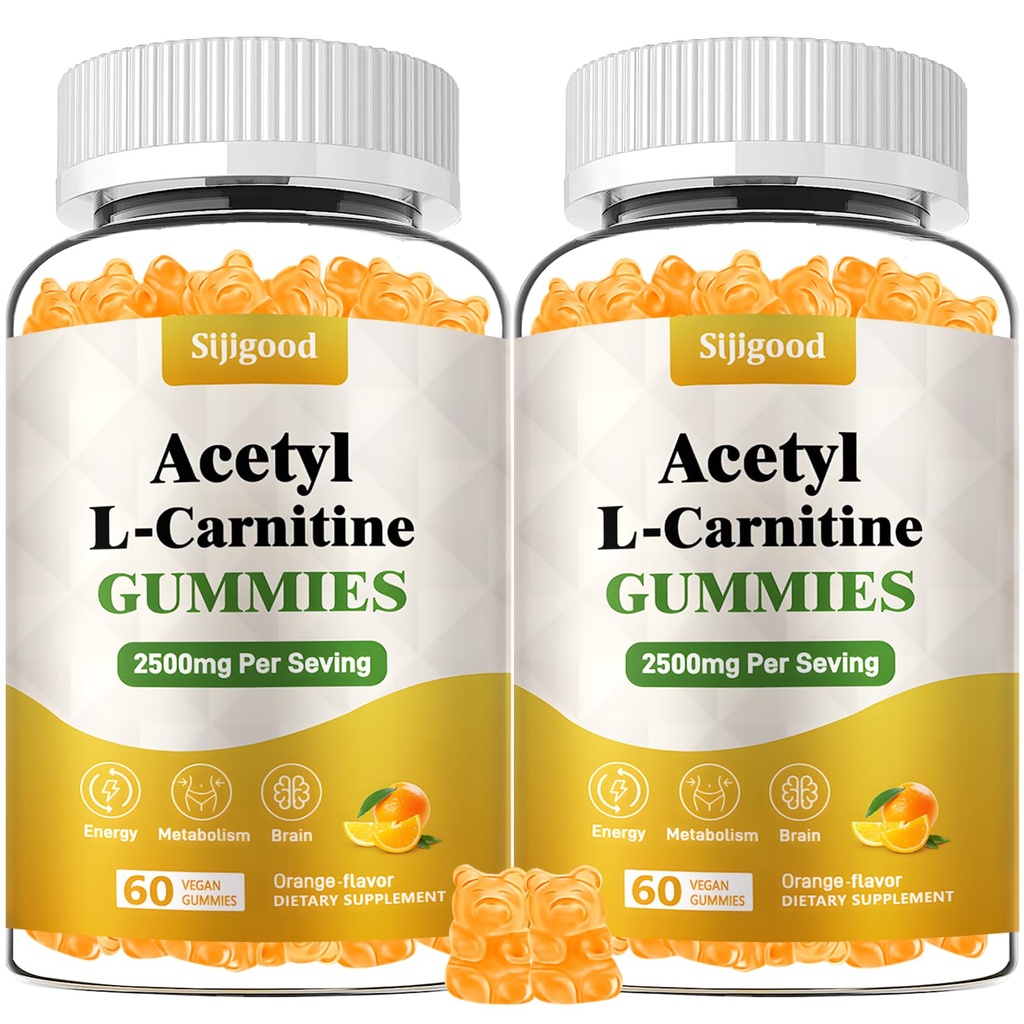 2 Pack Acetyl L- Carnitin supplement, Natural Nutrition Supplement for Boost Energy, Immunitet, Vegan, Orange Flavor, 120 Greve