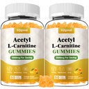 2 Pack Acetyl L- Carnitin supplement, Natural Nutrition Supplement for Boost Energy, Immunitet, Vegan, Orange Flavor, 120 Greve