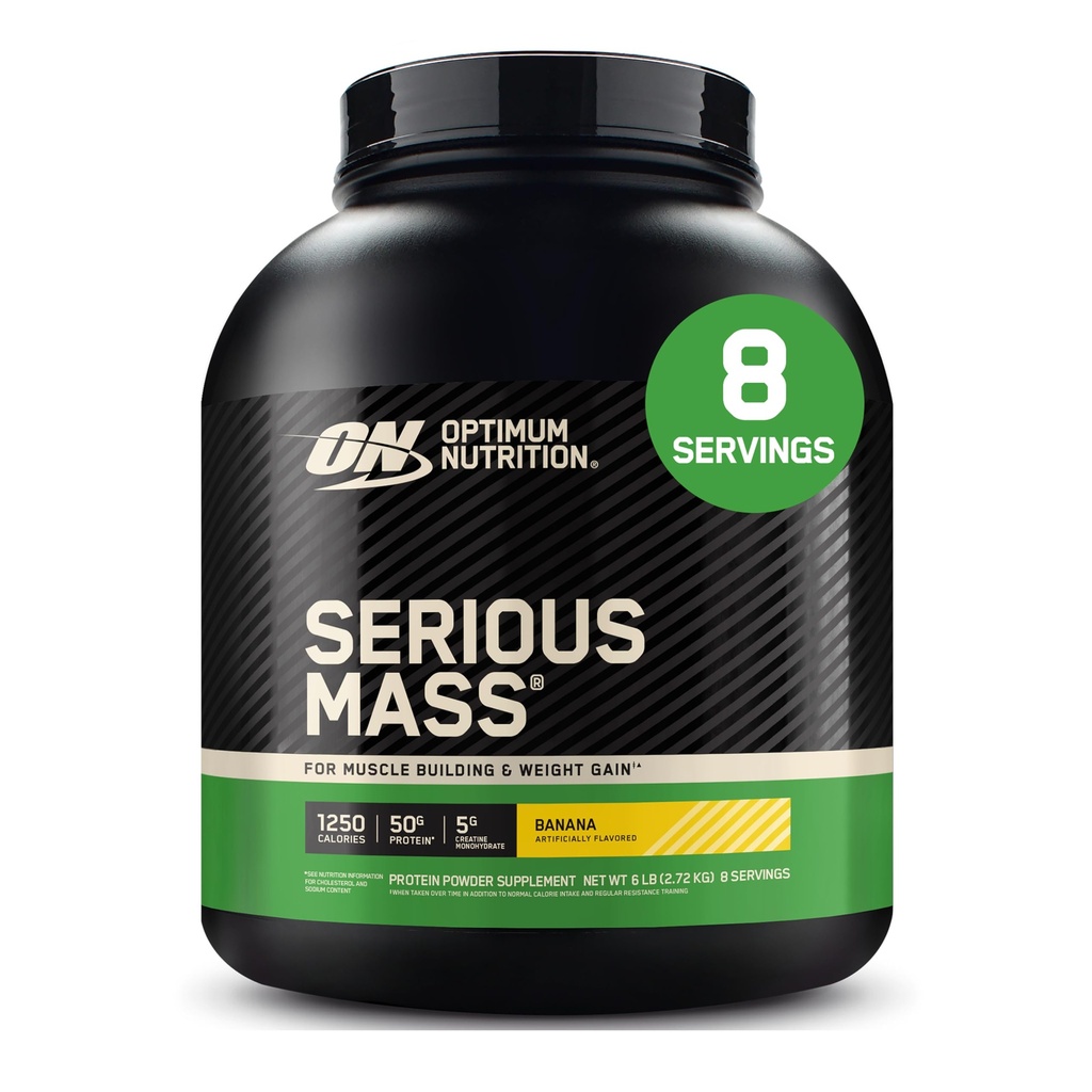 Optimal ernæring Alvorlig masse, vægt Gainer Proteinpulver, Mass Gainer, C-vitamin og zink til immunforsvar, Creatin, Banan, 6 Pound (Packaging May Vary)