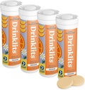 Drinklits Orange Daily Electrolyte Hydration Tablets (4) Tube Bundle | 0g Sugar – Natural Sports Drink – Great Taste | 4 Pack (40 Servings)