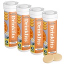 Drinklits Orange Daily Electrolyte Hydration Tablets (4) Tube Bundle konsekvente 124; 0g Sukker - Natural Sports Drink - Great Smag-124; 4 Pack (40 Servere)