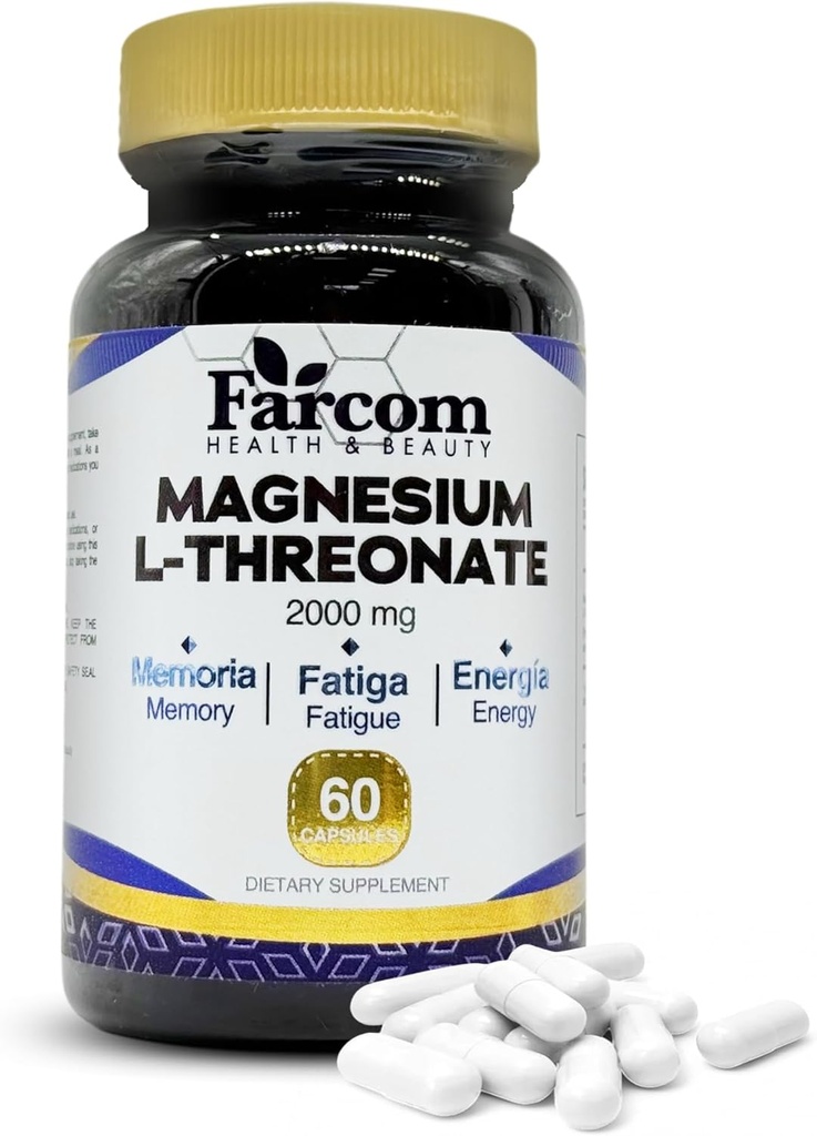 Magnesium L- Threonate kapsler, forbedret hukommelse, stabiliserende følelser, bremse neurologiske sygdomme. 60 Magnesium L- Threonatkapsler.
