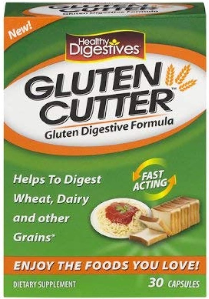 Sunde fordøjelsesmidler Gluten Cutter Enzyme Formel - hjælper med at forbedre dine organer Gluten fordøjelse og assist i Breaking Down Hvede, Dairy og andre korn - 30 Servering, kapsler (pakke af 3) KC # CIE