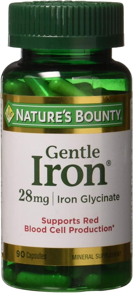 Nature 's Bounty Gentle Iron 28 mg 90 Kapsler