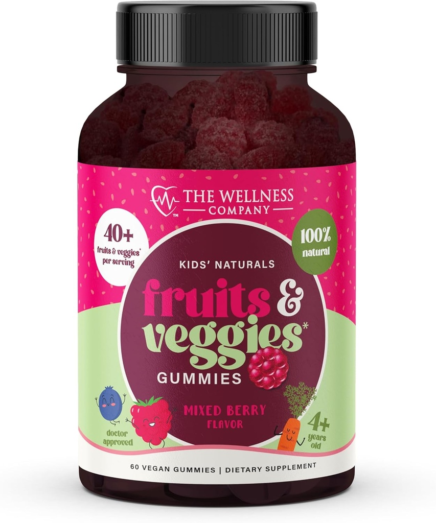 The Wellness Company Kids Naturals Fruits & Veggie Gummies - Daily Nutrition Support Buddy 124; 60ct (1 måned Tilgang)
