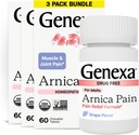 Genexa Arnica tabletter til smertelindring Formelle 124; Allequate Muscle & Joint Pain, ømhed, & Stiffness; 124; Lækker Organisk Grape Flavor 124; Homøopatisk Remedy Lade Clean 124; 300 tyggetabletter (3 Pack)