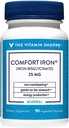 Den Vitamin Shoppe Comfort Iron 25MG, Klinisk undersøgt Iron Bisglycinate, energiproduktion & immunstøtte, Gentle & Non- Constipating Supplement (90 Veggie Kapsler)