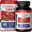 Urolithin A Supplement 1000 mg Plus Trans- Resveratrol, Antocyaniner, grøn te, fremme sund aldring, understøtter cellular og energi til mænd og kvinder, 60 kapsler