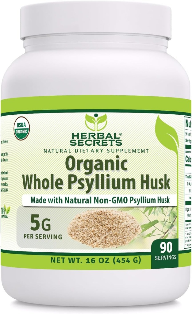 Urtehemmeligheder hele psyllium Husk pulver supplement Note 124; 5 mormer per servering