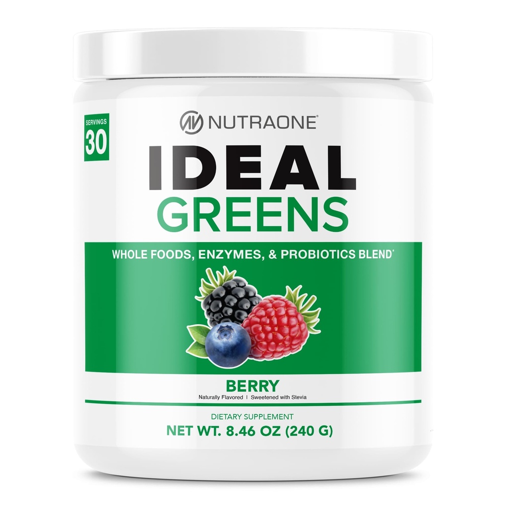 NutraOne Ideal Green Antioxidant and Nutrient- Rich Superfood Green Powder Supplement Berry- 30 Servering