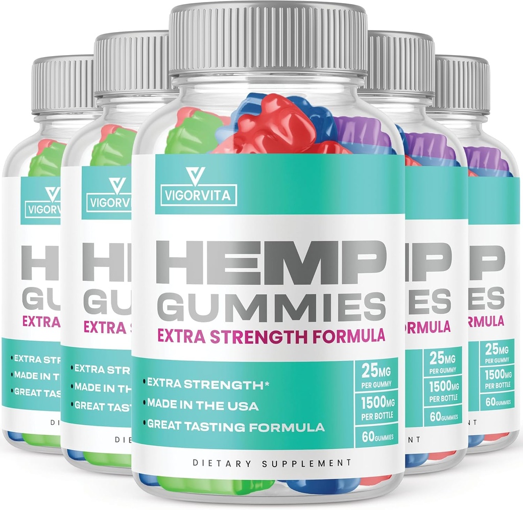 (5 Pack) Vigorvita Gummies - Officiel Formel - Vigorvita Gummies Extra Strength Gummies with Hamp Extract, Vigorvita Gummies for Health, Vigorvital Gummies, Vigorvitagummies New 2023 (300 Gummies)