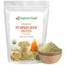 Z Naturlige fødevarer Økologiske græskarfrø Protein Powder - Nutrient- Dense Fiber Supplement, Vegan Græskarprotein Pulver til hår hud negle Muskelsundhed - Ideel til smoothies Shake Bagning opskrifter, 5 lbs