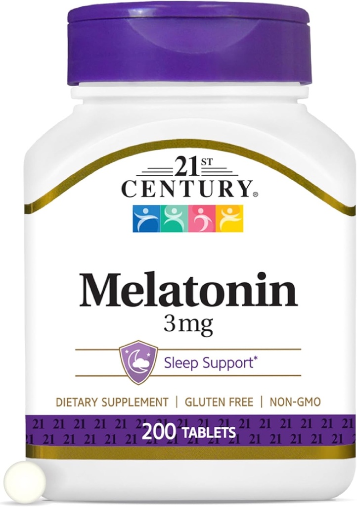 21. Century Melatonin 3 mg Tablets, 200 Count
