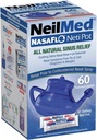 NeilMed NasaFlo Unbreakable Neti Pot med 60 Premixed Pakninger