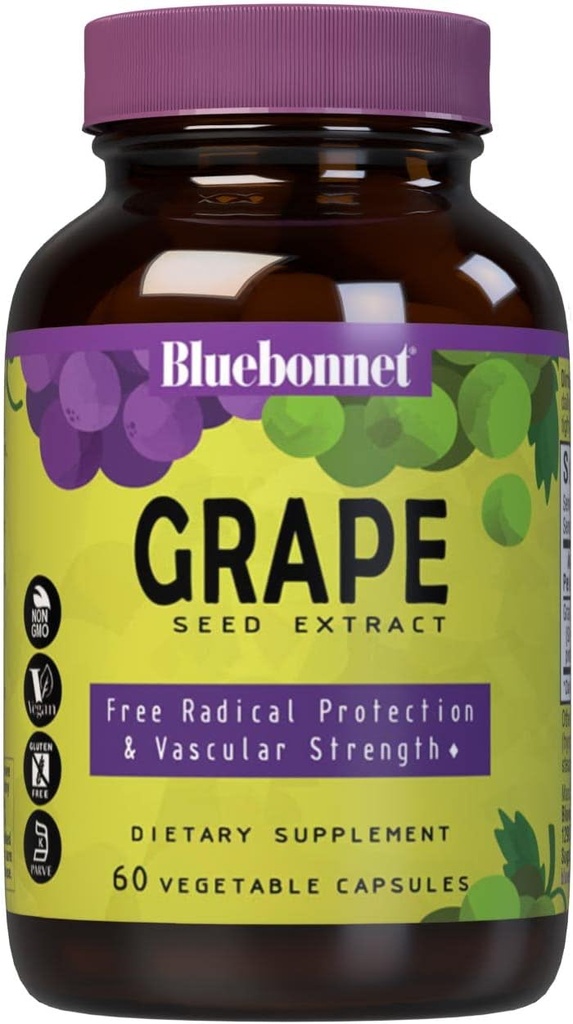 BlueBonnet Super Fruit Grape Seed Extract Supplement, 60 Greve, Hvid (743715008403)