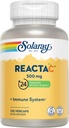 SOLARAY Reacta- C med 500mg C-vitamin, 200mg Bioflavonoid koncentrat, immunforsvar Vitaminer, Patenteret 24 timers immunitet Booster Support, Vegan, 120 kapsler, 120 Servere.
