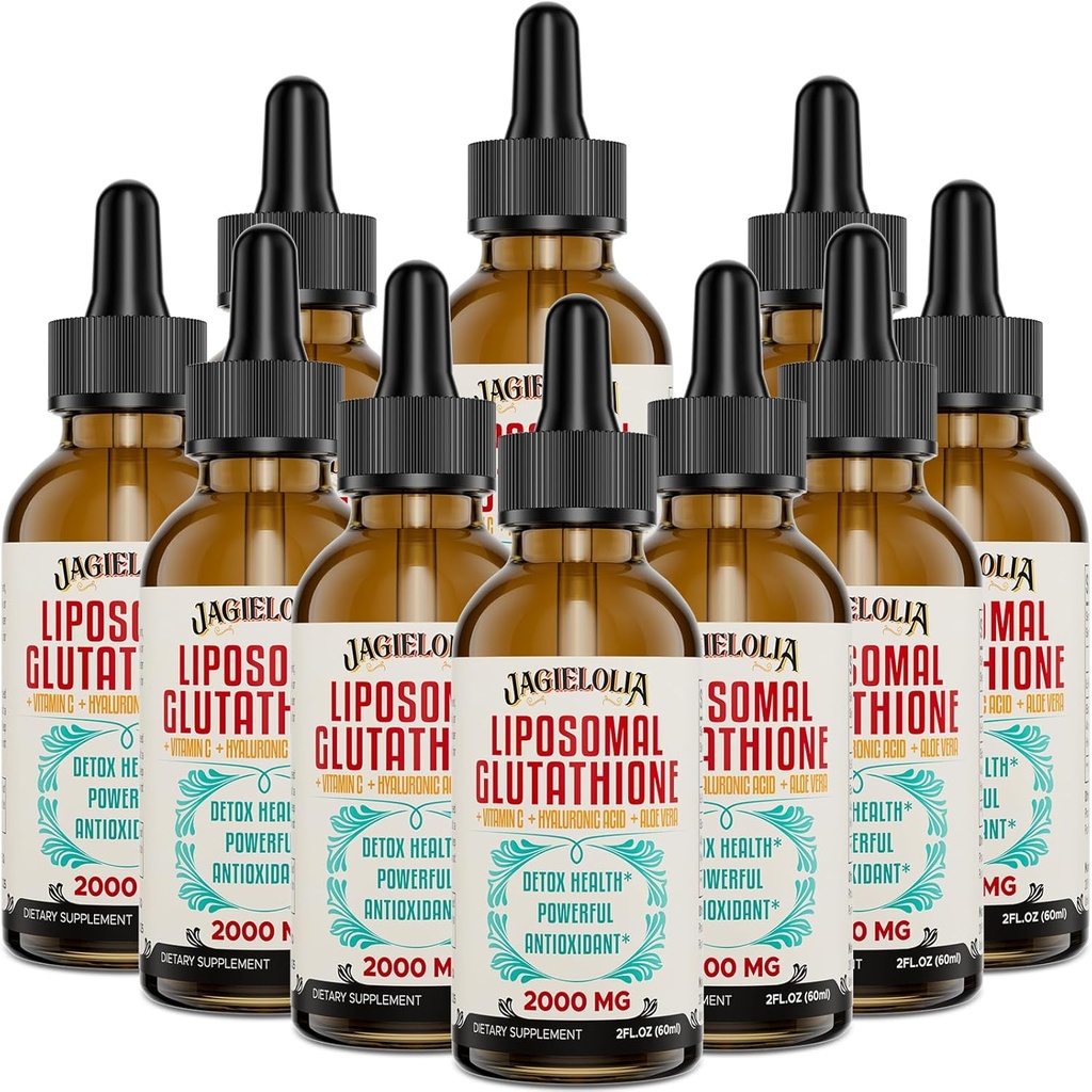 Liposomal Glutathione Liquid 2000MG - Antioxidant Detox Supplement for kvinder & mænd, Aging Defense, lever funktion & energi, med Hyaluronsyre + Aloe Vera + C-vitamin, Natural & Vegan, 20 FLLOZ